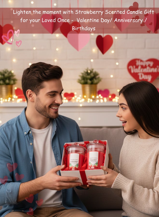 Feelings Strawberry Scented Glass Jar Candle - Long-Lasting Fragrance for Romantic Home & Kitchen Decor - Image 4